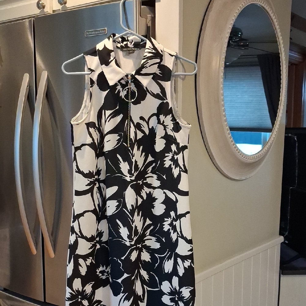 Boston Proper Black and White Floral Dress